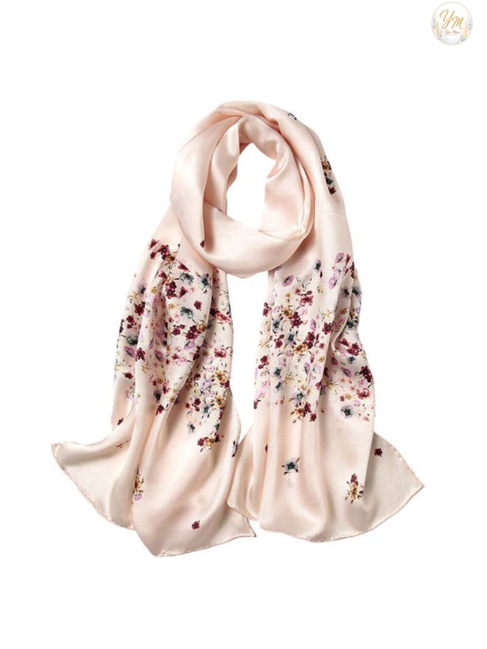 100% Mulberry Silk Long Scarf Satin Floral Wrap Shawl Hair Accessory